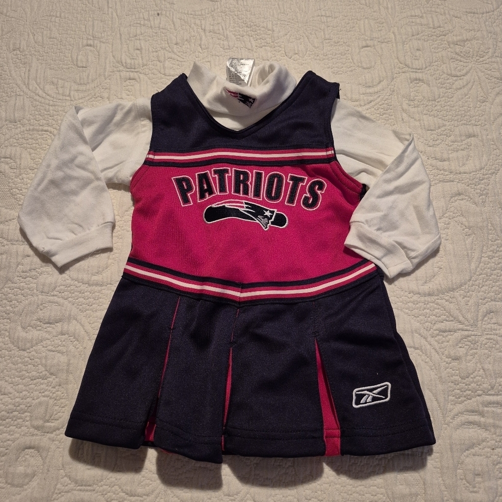 New England Patriots 12 month girls 2 piece dress & diaper shirt long sleeve GUC